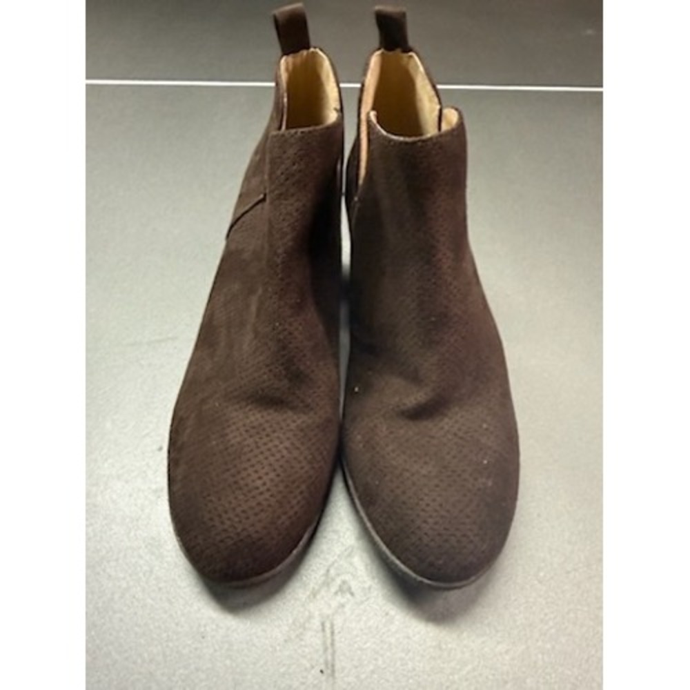 Brown Perforated Faux Suede Wedge Ankle Boots Size 6 PO 001753